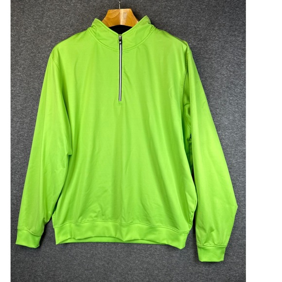 FootJoy FJ Performance Golf Pullover Mens Size XL Bright Green 1/4 Zip Sailing - Picture 2 of 12